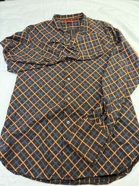 Shanghai Tang Men's Long Sleeve Button Down Plaid Shirt Size M
